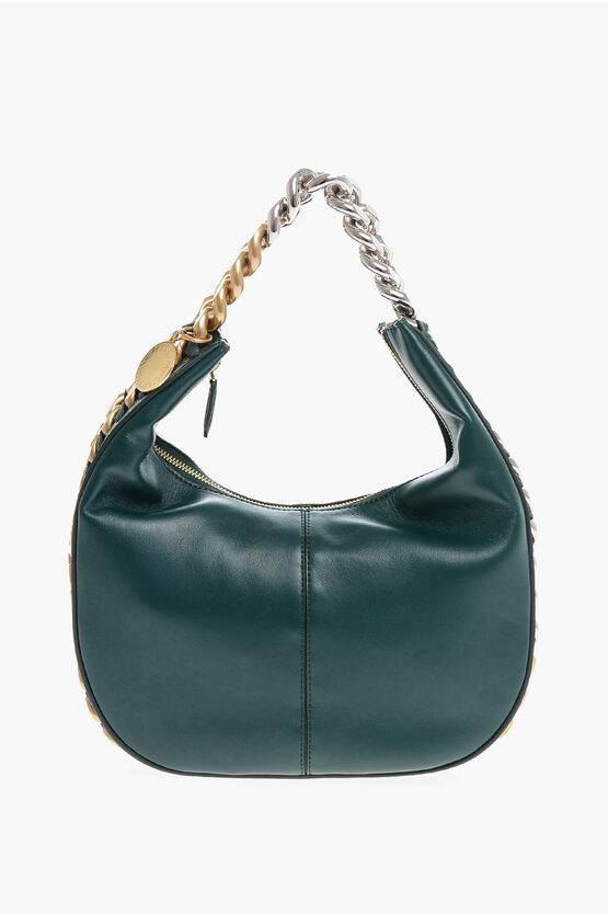 Stella Mccartney Faux Leather Frayme Hobo Bag With Gradient Chain And Logo Ch In Burgundy