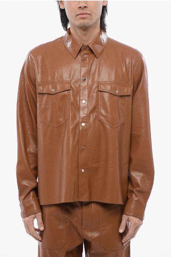 Nanushka Faux Leather Leen Shirt With Double Breast Pocket