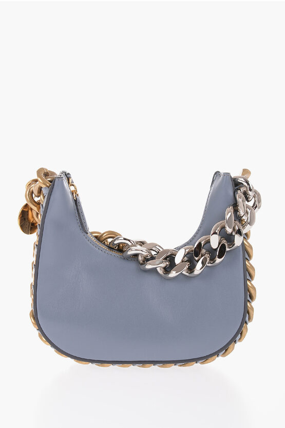 Stella Mccartney Faux Leather Mini Hobo Bag With Gradient Chain Detail In Blue