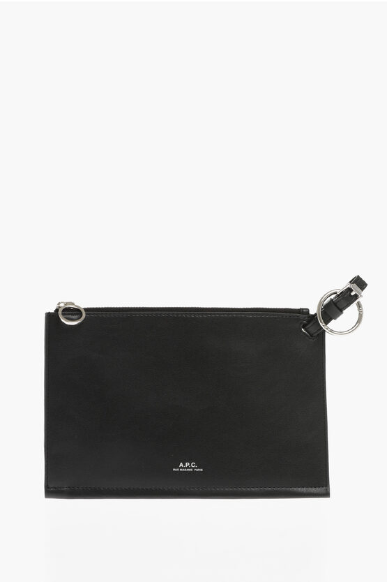 Apc Faux Leather Pouch With External Pocket In Black