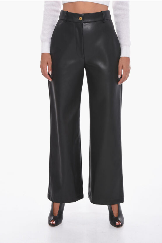 Patou Faux-leather Trousers With Wide-leg In Black