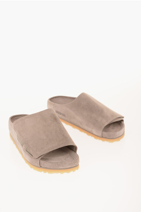 Birkenstock Fear Of God Suede Los Feliz Sandals With Touch Strap Closure In Neutral