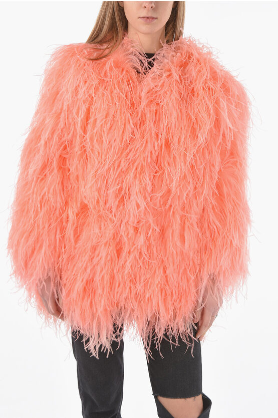 Andy Ho Feather Jacket With Hook Closure In Pink