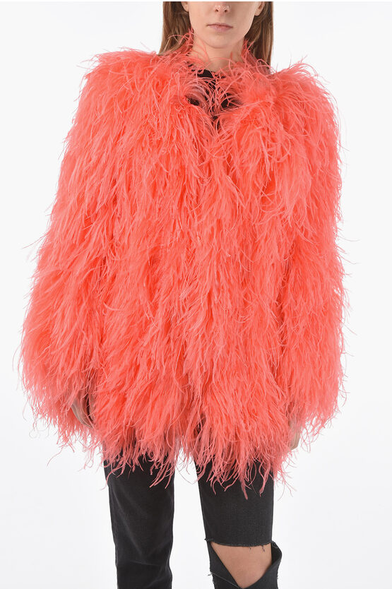 Andy Ho Feather Jacket With Hook Closure In Orange