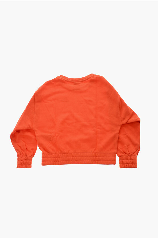 Felpa Girocollo in Tinta unita con Stampe in Rilievo