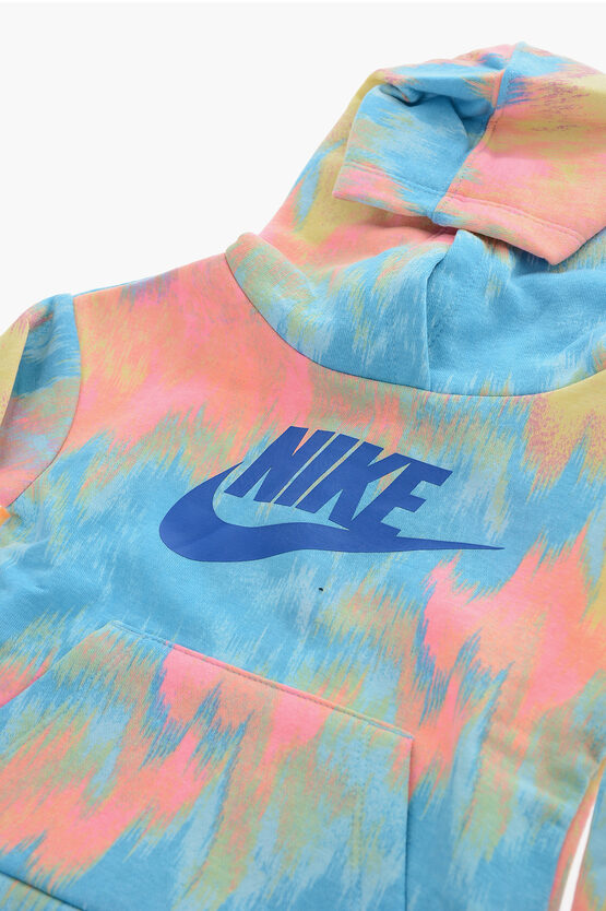 Felpa Hoodie CLUB Effetto Sfumato con Tasca Toppa