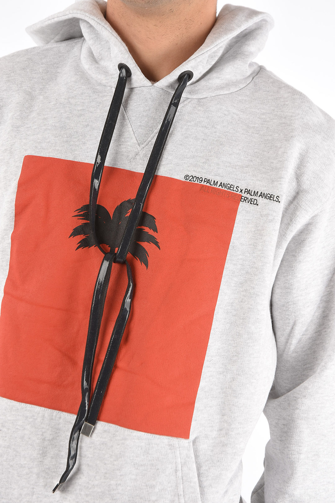 Palm Angels felpa hoodie con stampa sul fronte uomo - Glamood Outlet