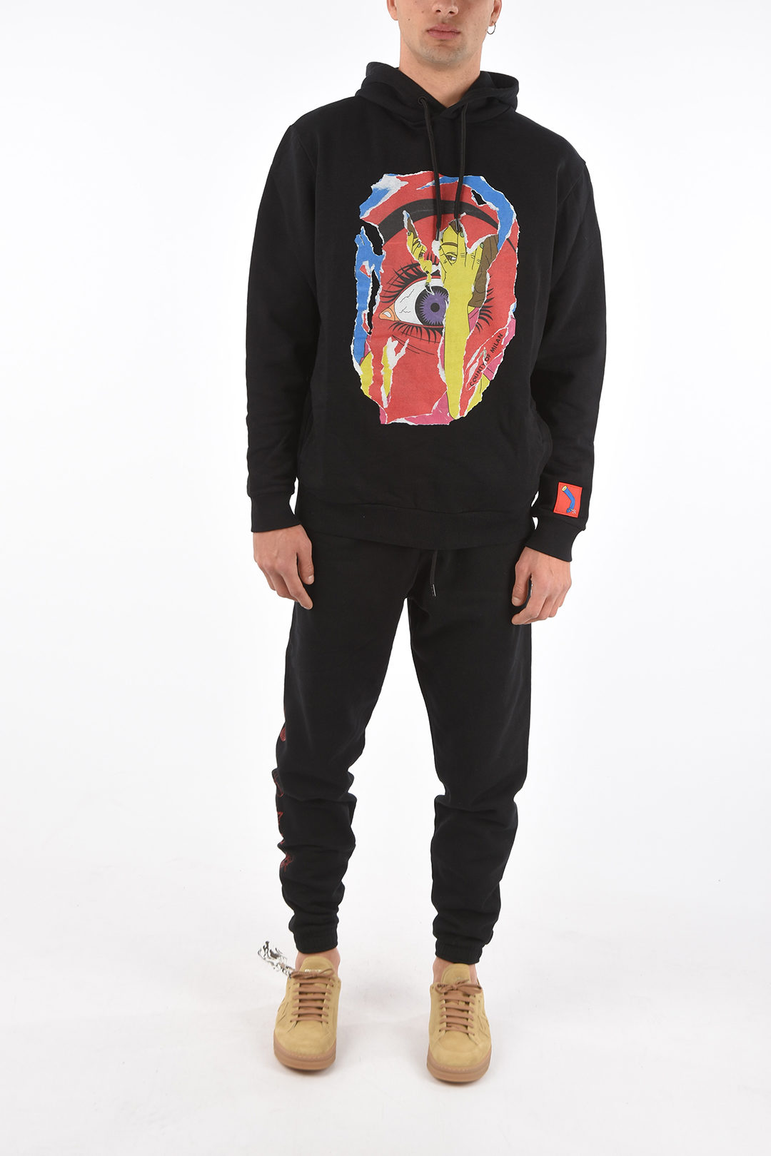 Marcelo Burlon felpa hoodie EYE stampata sul fronte uomo - Glamood Outlet