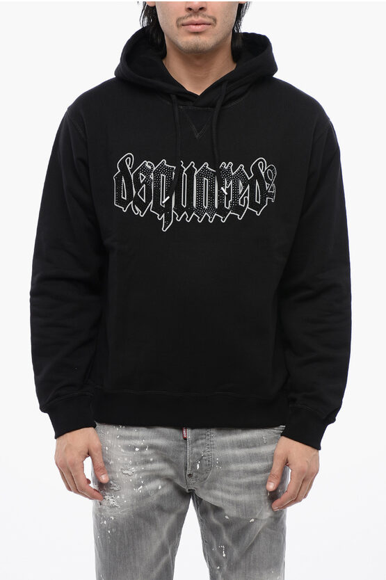 Dsquared2 Felpa Hoodie GOTHIC con Logo in Cristalli uomo Glamood