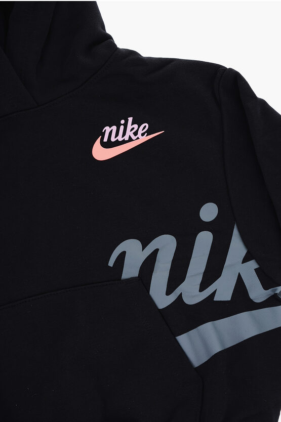 Felpa Hoodie in Misto Cotone con Tasca a Toppa