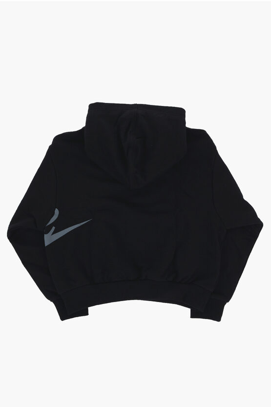 Felpa Hoodie in Misto Cotone con Tasca a Toppa