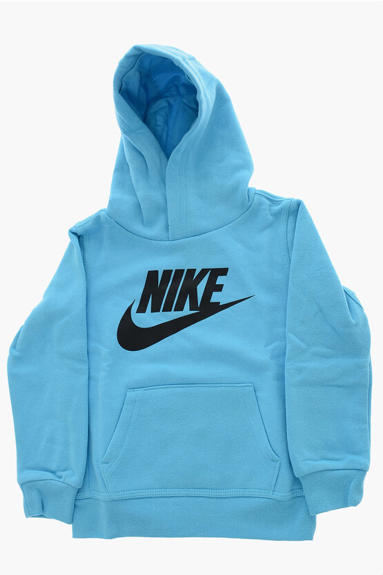 Felpa Hoodie in Tinta Unita con Logo Stampato