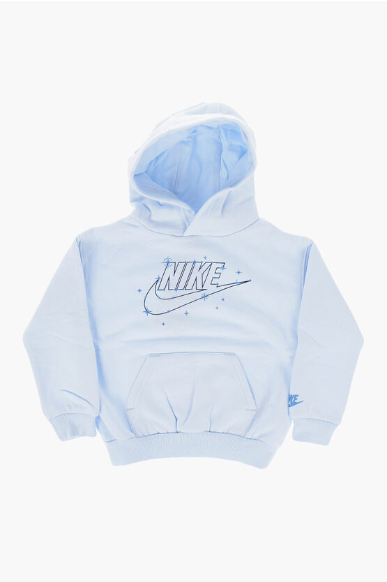 Felpa Hoodie in Tinta Unita con Logo Stampato