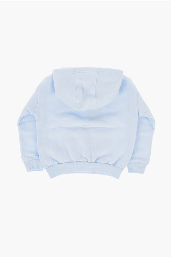 Felpa Hoodie in Tinta Unita con Logo Stampato