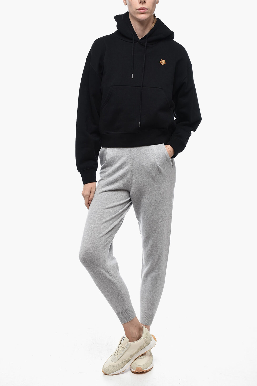 Kenzo Felpa Hoodie TIGER CREST in Cotone Felpato donna Glamood