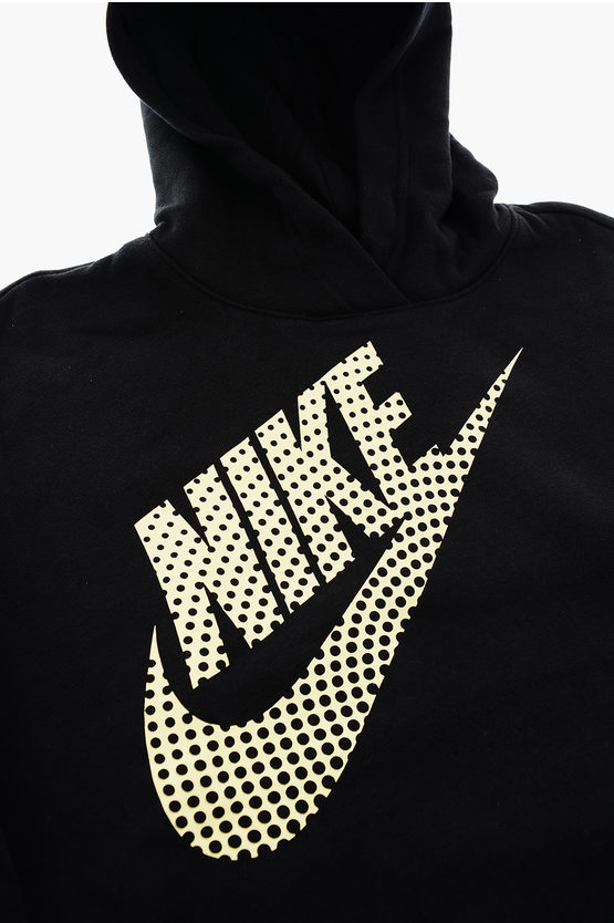 Felpa in Cotone Felpato con Cappuccio e Logo Stampato