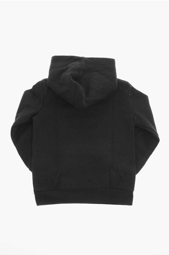 Felpa in Cotone Felpato con Cappuccio e Logo Stampato