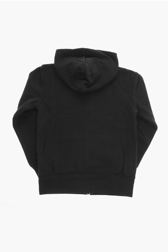 Felpa in Cotone Garzato con Cappuccio e Chiusura Zip