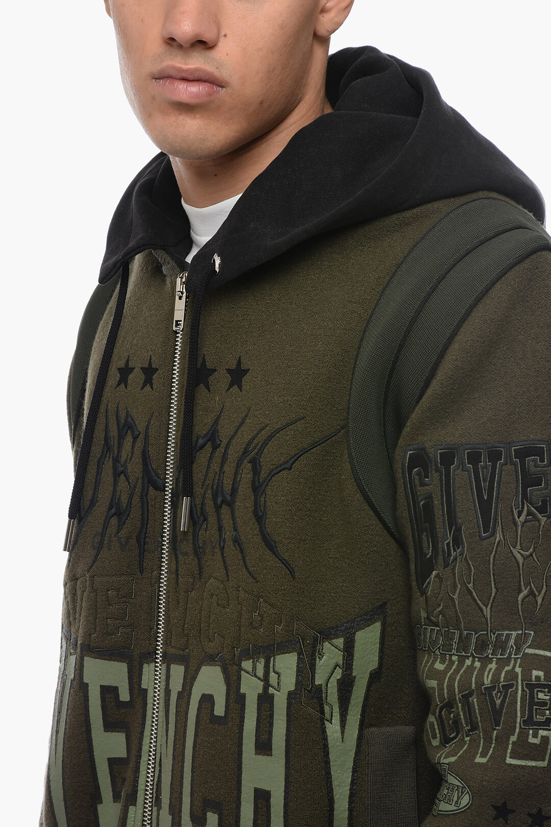 Givenchy Felpa In Lana Con Cappuccio E Ricami Logo uomo Glamood