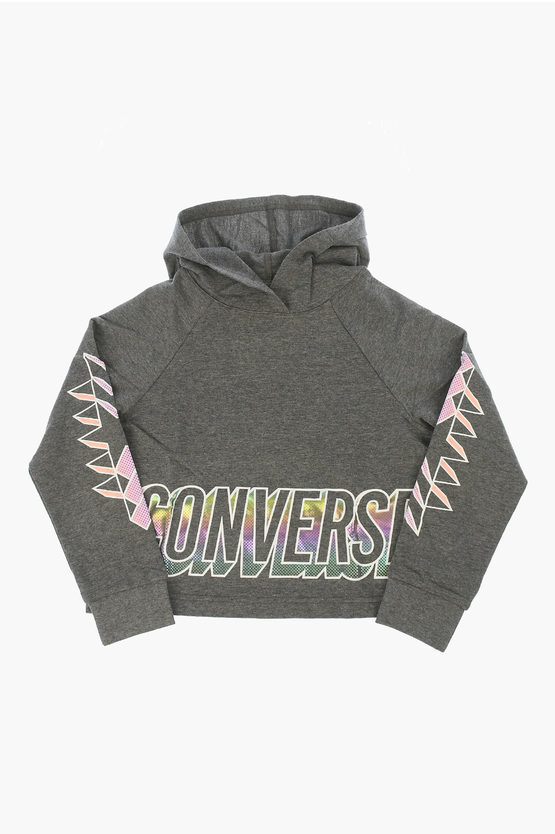 Felpa Stampata con Cappuccio