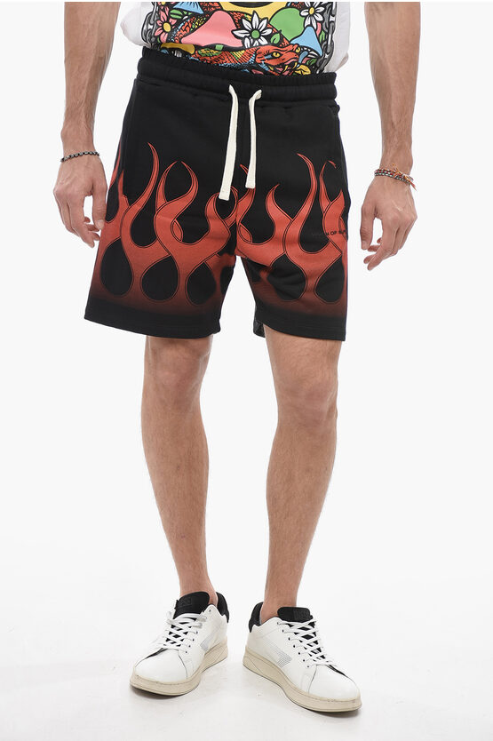 Shop Vision Of Super Flame Print Brushed Cotton Jogger Shorts