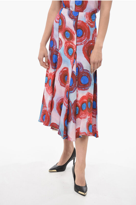 Shop Marni Flaminia Veronesi Flared Midi Skirt With Paint-effect Print