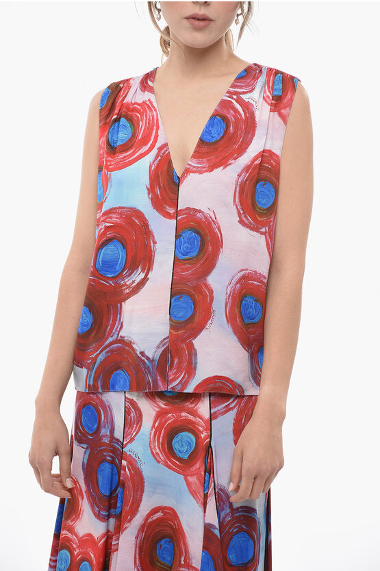 Shop Marni Flaminia Veronesi Paint- Effect Printed Sleeveless Top