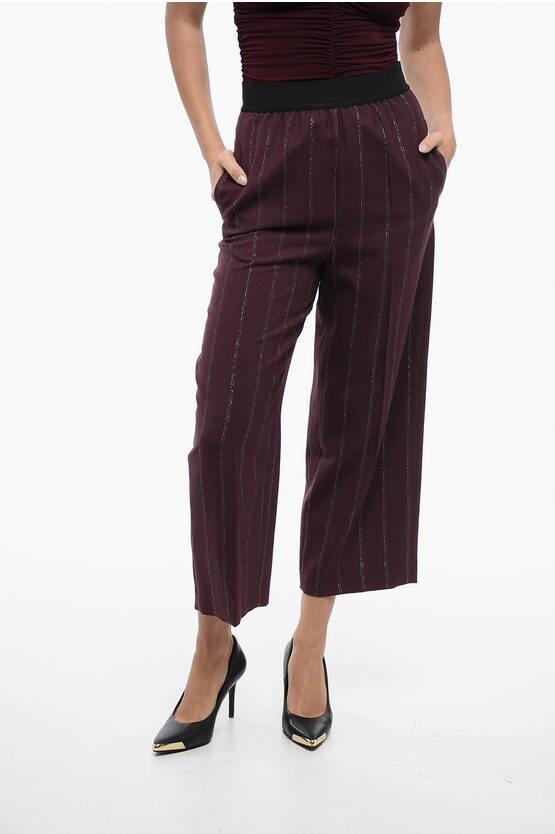 Stella Mccartney Flanel Pants With Lurex Detail In Burgundy