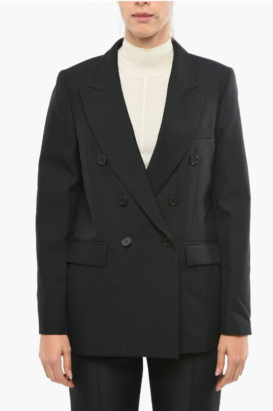 Department 5 Flap Pockets Ari Doule Breasted Blazer With Logo-buttons In Black