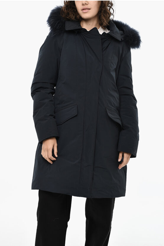Woolrich Flap Pockets Modern Vail Down Jacket In Blue
