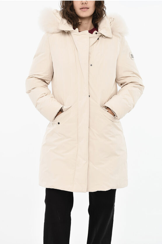 Woolrich Flap Pockets Modern Vail Down Jacket In Neutral