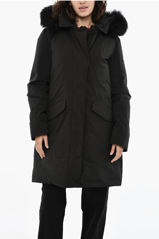 Woolrich Flap Pockets Modern Vail Down Jacket In Black