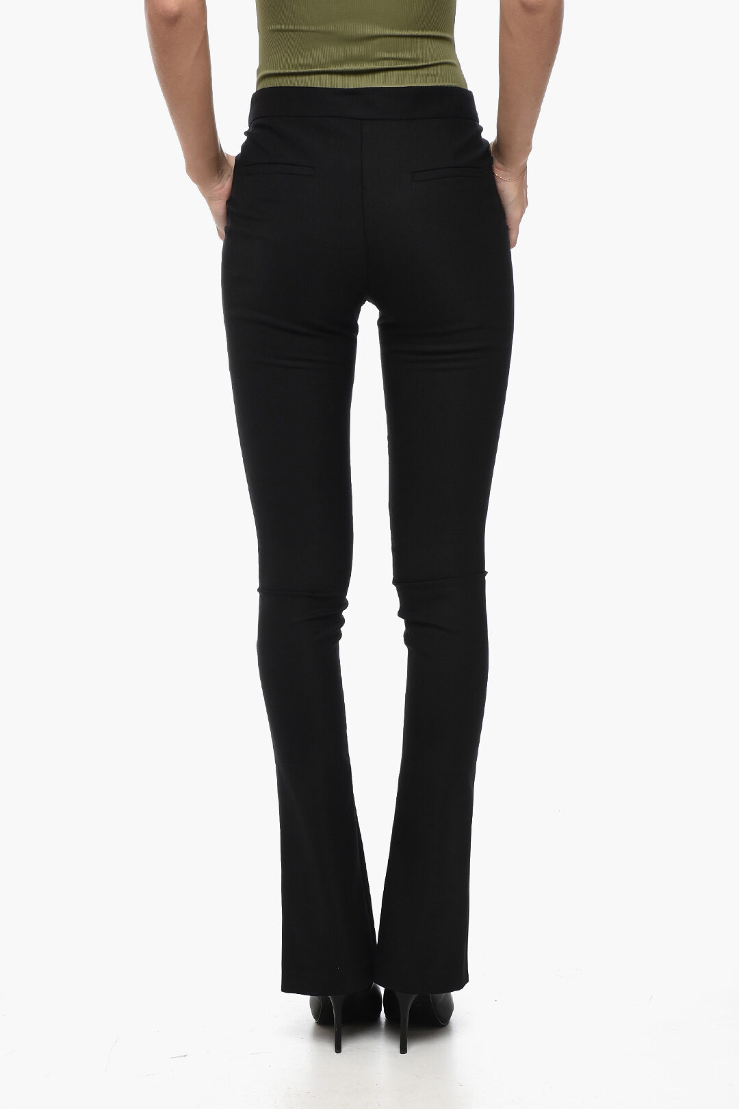 フィットネスボトムス OFF WHITE Women Straight Pants OWCH020F23JER001 1000 BLACK Off-White Flare Fit CORPORATE Pants WIth Bottom Slits women