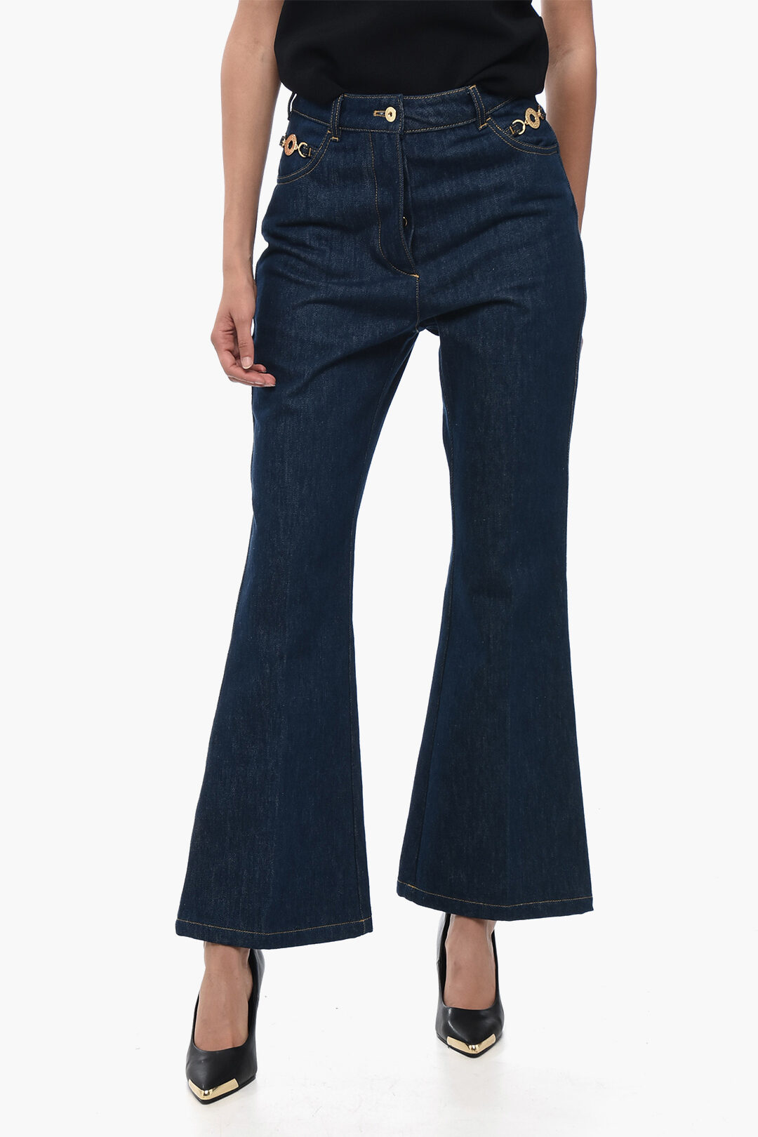 【送料&関税込】Patou Flare Fit Jeans Patou Flare Fit Jeans With Jewel Details 27cm women