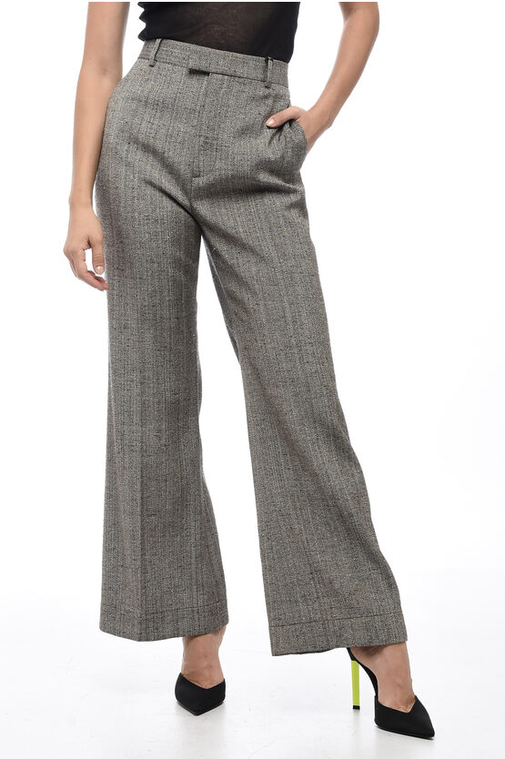 Shop Bottega Veneta Flare Fit Knitted Melange Pants