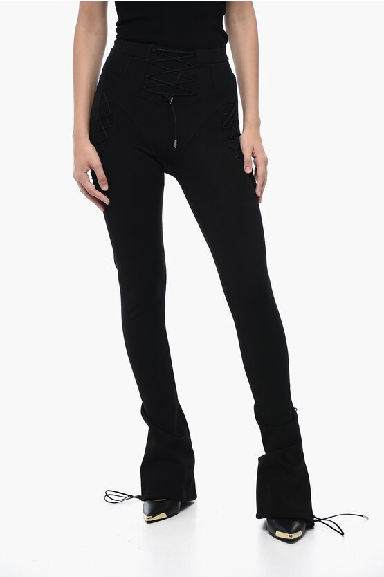 Shop Off-white Flare Fit Leggings With Lace Up Details