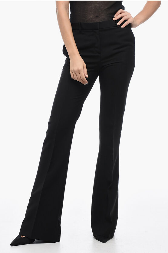 Versace Flare Fit Wool Pants In Black