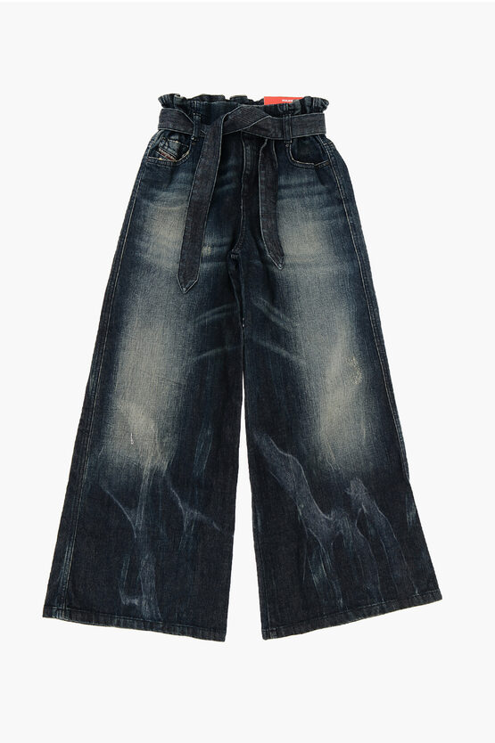 Diesel Flare Piper Jeans With Belt In Blue