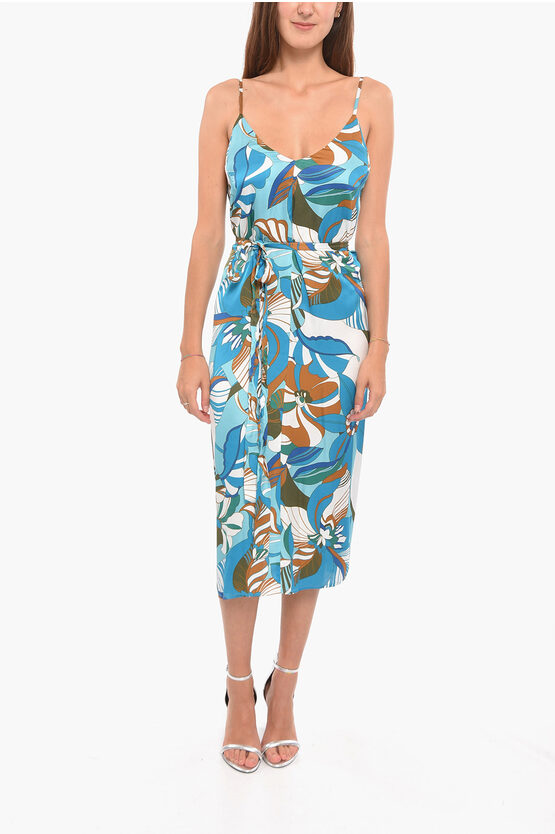 Altea Flared Adelle Dress With Floral Maxi Print In Blue