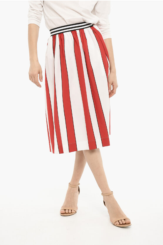 Woolrich Flared Awning Striped Scully Maxi Skirt In Red
