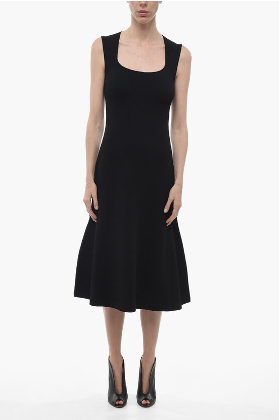 Stella Mccartney Flared Bottom Compact Knitted Dress In Black