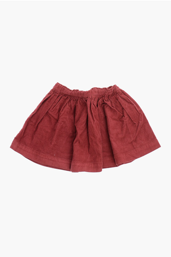 Bonpoint Flared Corduroy Skirt With Drawstring Waist In Red