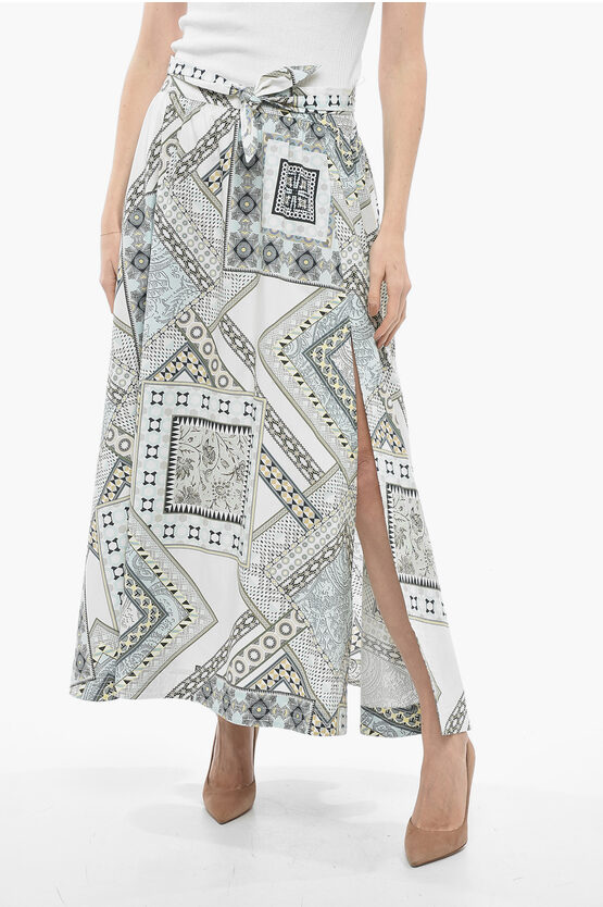 Shop Etro Flared Cotton Skirt With Split