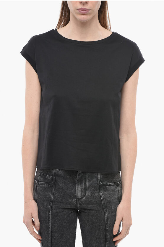 Arovescio Flared Crew-neck T-shirt With Side Slit In Black