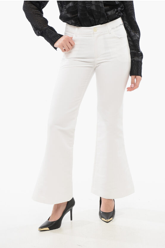 Marni Flared Cropped Pants With Embroidered Logo