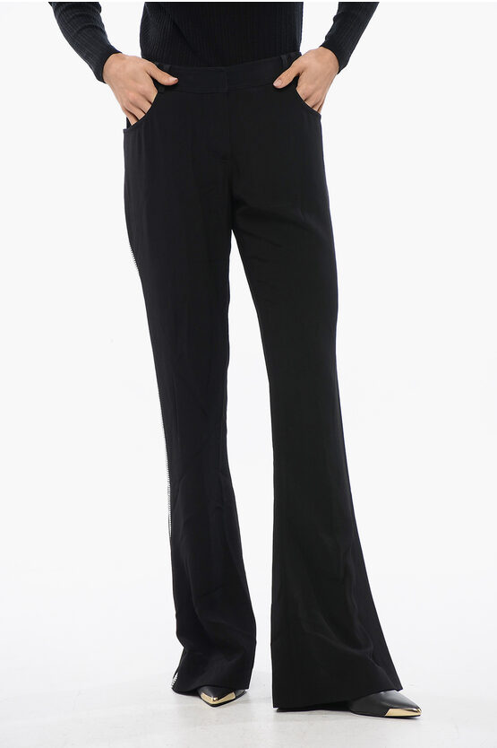 Balmain Flared-fit Pants With Rhinestoned Side Band