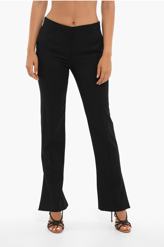 Alexander Mcqueen Flared Fit Pants With Side Slits In Black