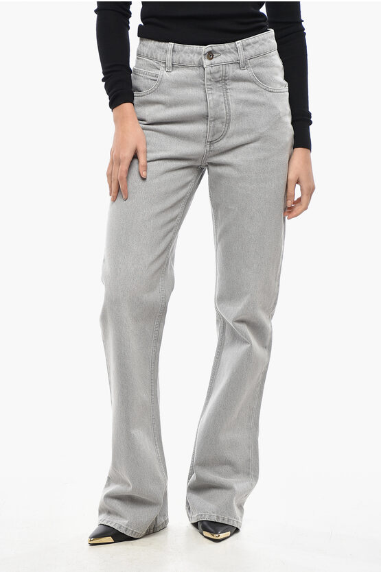 Bottega Veneta Flared Fit Stone Washed Denims 21cm In Gray