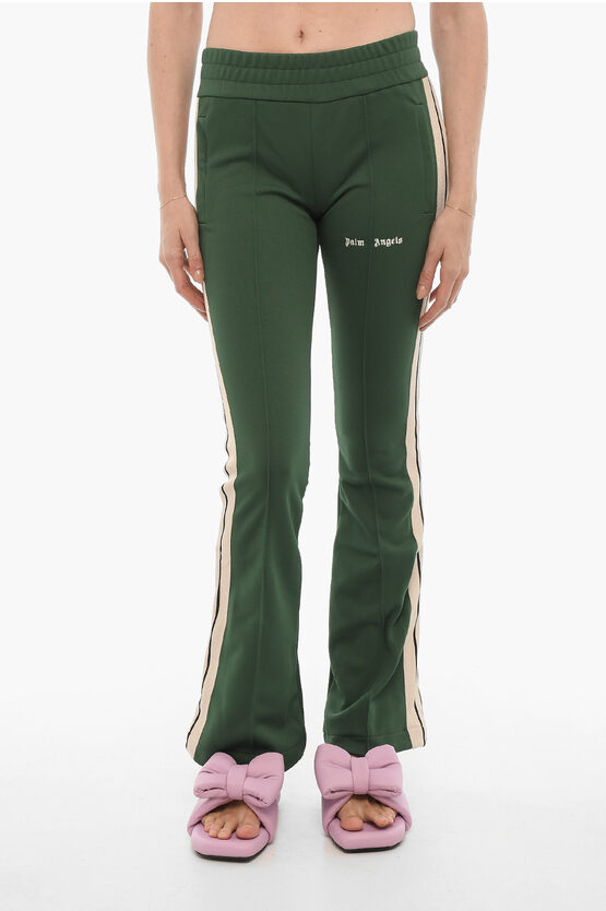 Shop Palm Angels Flared Joggers With Contrasting Side Band