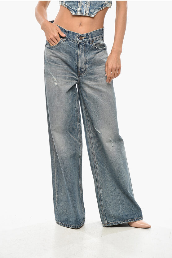 Celine Flared Mid-rise Jeans 30cm In Blue